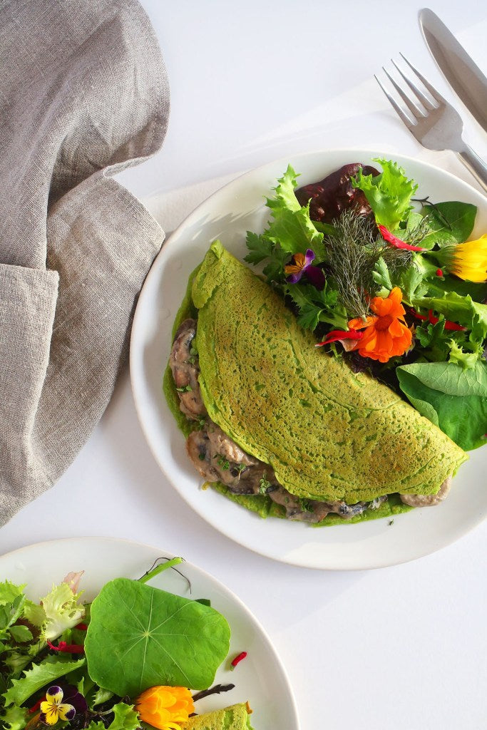 Spinach Crepes with Creamy Mushrooms – LETE ACTIVE